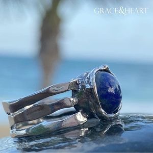 Grace & Heart G&H SANTORINI Ring SIZE 6 .925 Sterling Silver Lapis Stone NEW